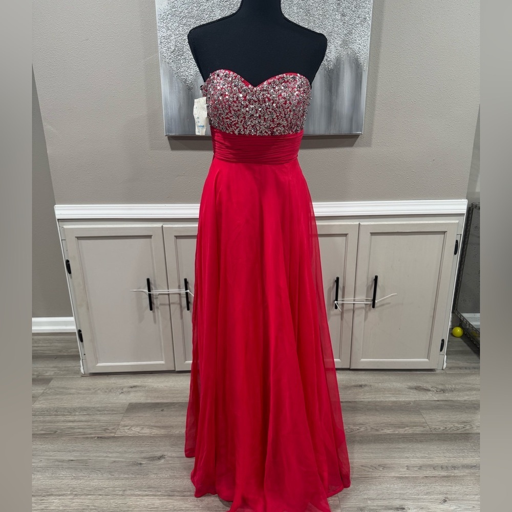 Alyce Paris Strapless Pink Gown with Sequin Bodice - Picture 2 of 7